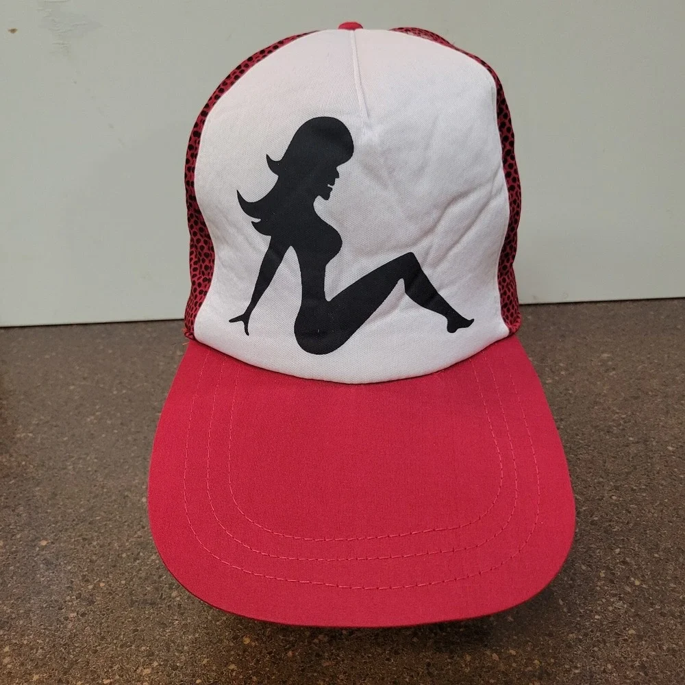 Elope Sexy Mud Flap Patched Baseball Cap Hat Women Red White Polka Dots Snapback
